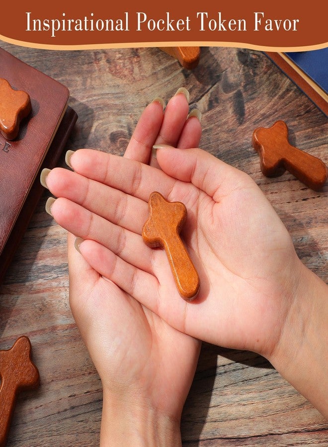 Menkxi 200 Pcs Pocket Crosses Bulk Comfort Mini Wooden Small Holding Hand Crosses Caring Christian Gift for Church Christmas Baptism, First Communion, Confirmation(Coffee Color) - Image 3