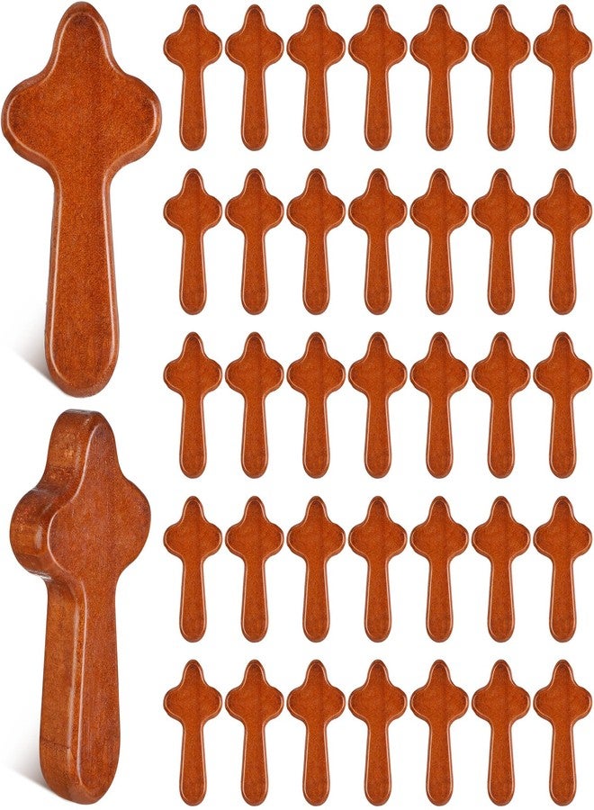 Menkxi 200 Pcs Pocket Crosses Bulk Comfort Mini Wooden Small Holding Hand Crosses Caring Christian Gift for Church Christmas Baptism, First Communion, Confirmation(Coffee Color) - Image 1