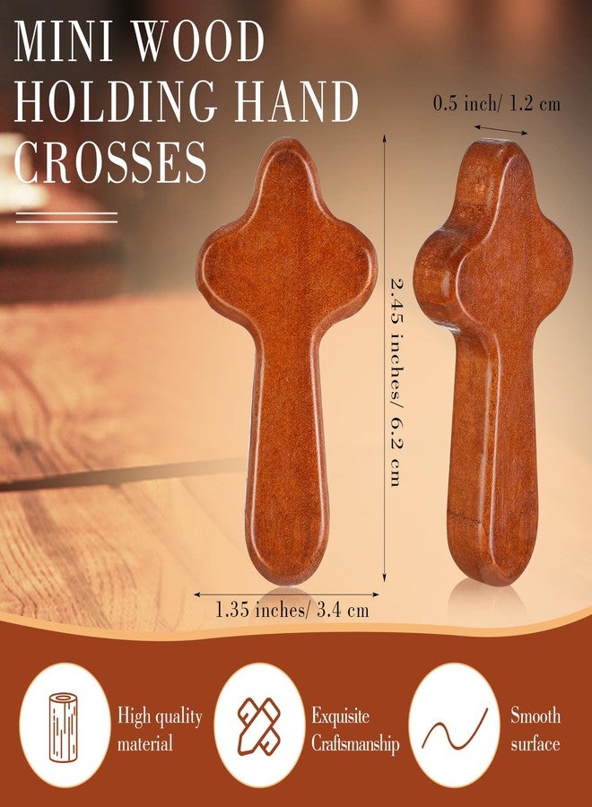 Menkxi 200 Pcs Pocket Crosses Bulk Comfort Mini Wooden Small Holding Hand Crosses Caring Christian Gift for Church Christmas Baptism, First Communion, Confirmation(Coffee Color) - Image 2