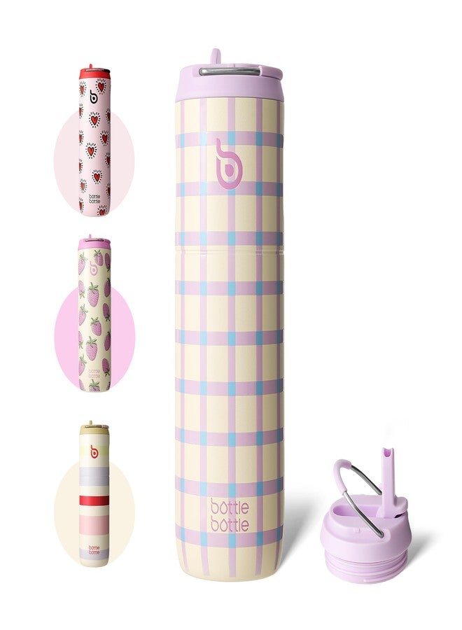 BOTTLE BOTTLE Insulated Water Bottle 24oz with Straw Lid and Handle for Sports Travel Gym Stainless Steel Water Bottles Double-Wall Vacuum Metal Leak Proof BPA-Free (VivaBands) - Image 1