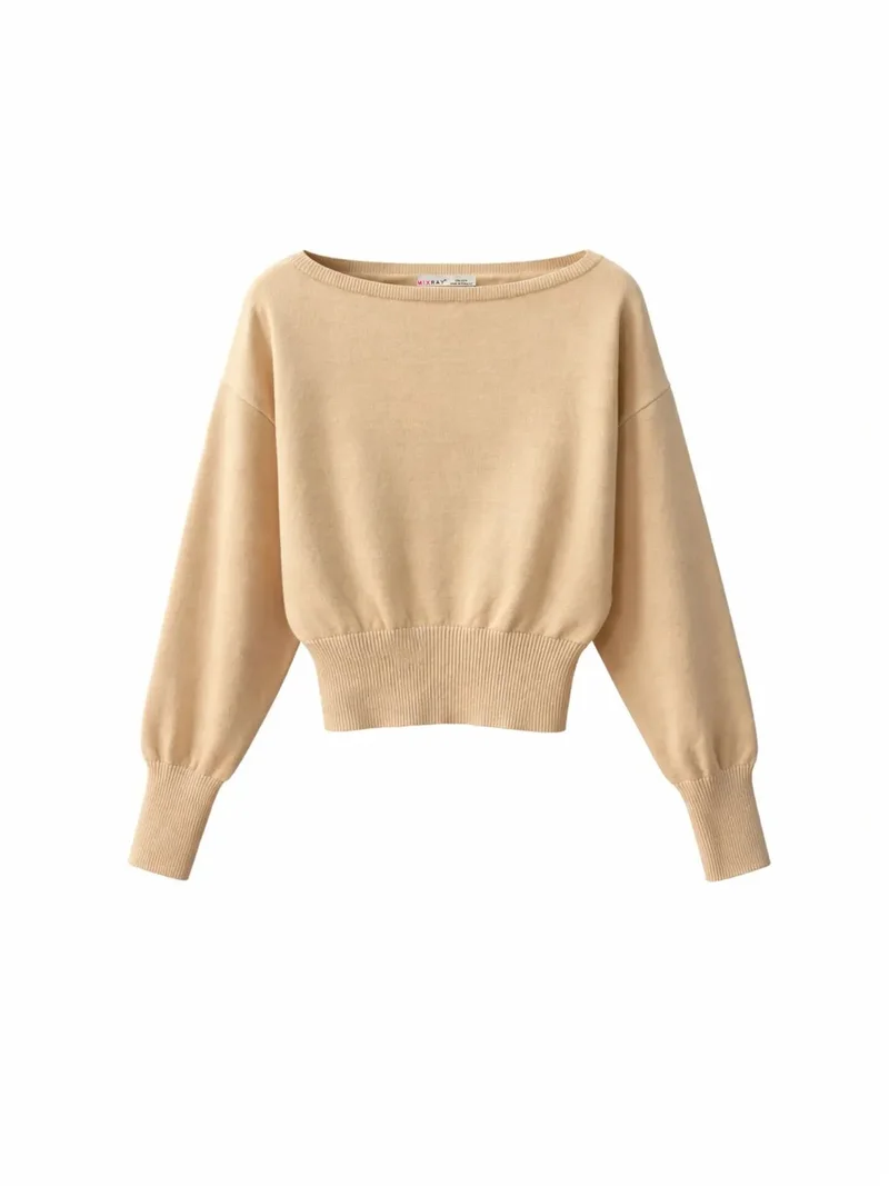 ميكسراي MIXRAY Asymmetric sweater with ribbed hem