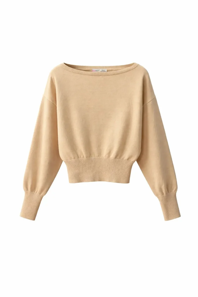 Mixray Mixray Ribbed Boat Neck Sweater