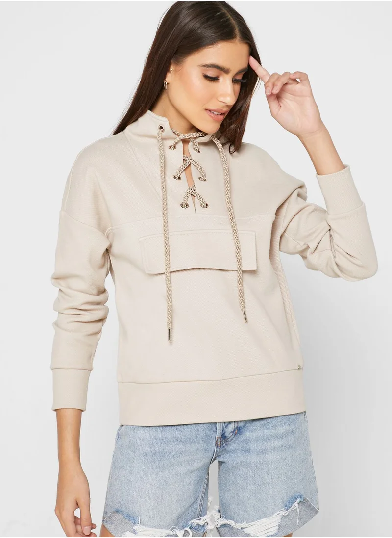 SALSA High Neck Eyelet Detail Sweater