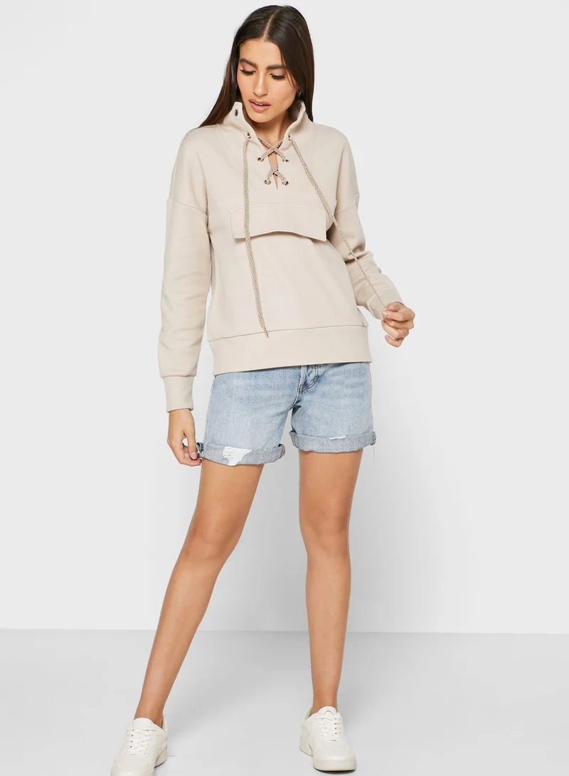 SALSA High Neck Eyelet Detail Sweater