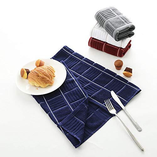 Anyi 100% Cotton Kitchen Towels, Absorbent Dish Towels with Hanging Loop, Soft Kitchen Hand Towels for Washing Drying Dishes(16x26, Set of 3, Navy) - Image 4