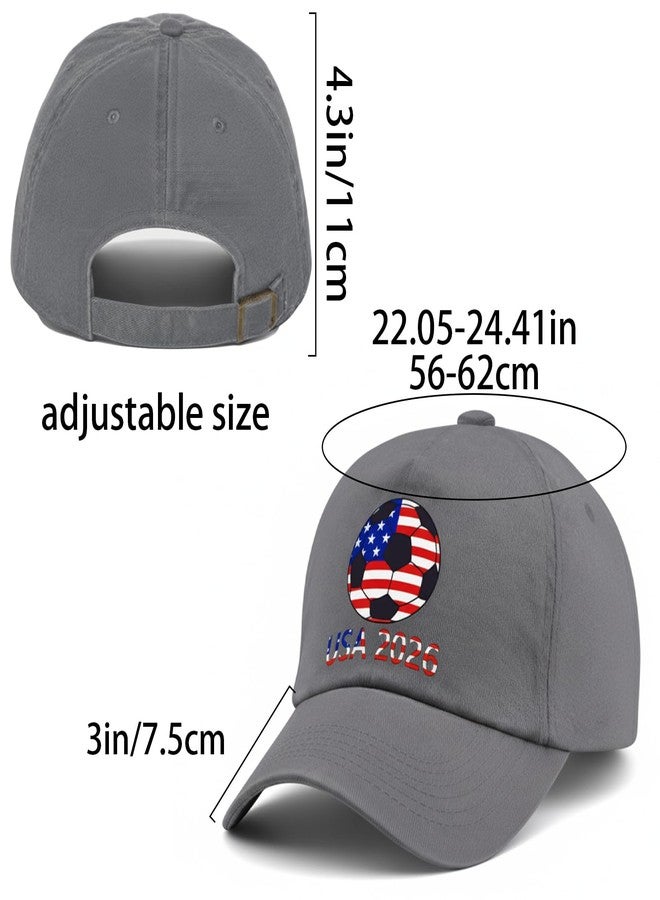 Zeptrix World Cup Soccer Hat 2026 - Adjustable Baseball Cap,World Cup Merchandise Gifts Accessories Decorations,Football Supporter Gear,USA American Flag Printed Cotton Hat for Men & Women Grey - Image 2