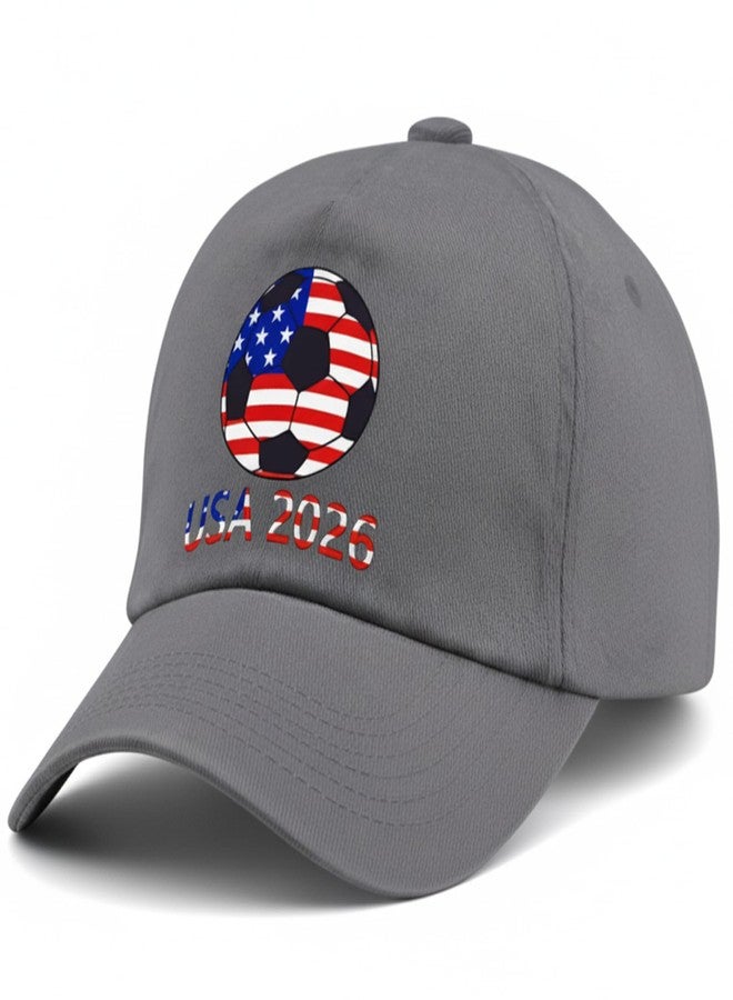 Zeptrix World Cup Soccer Hat 2026 - Adjustable Baseball Cap,World Cup Merchandise Gifts Accessories Decorations,Football Supporter Gear,USA American Flag Printed Cotton Hat for Men & Women Grey - Image 3