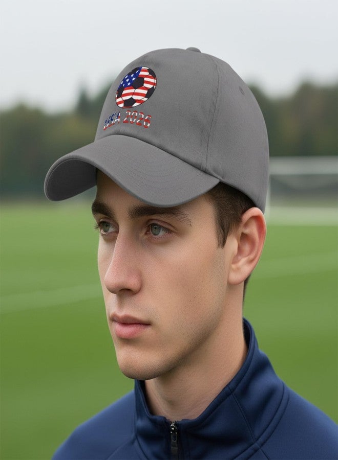 Zeptrix World Cup Soccer Hat 2026 - Adjustable Baseball Cap,World Cup Merchandise Gifts Accessories Decorations,Football Supporter Gear,USA American Flag Printed Cotton Hat for Men & Women Grey - Image 5