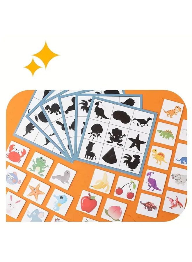 Shadow Matching Wooden Toy 48 Laminated Cards Animals Plants Black White Colorful Early Learning Fine Motor Skills - Image 5