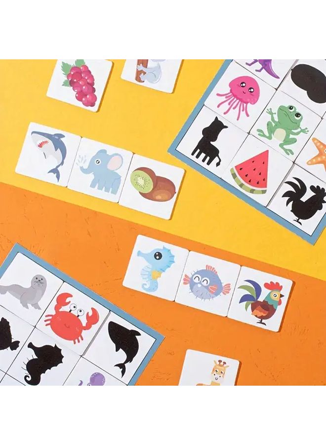 Shadow Matching Wooden Toy 48 Laminated Cards Animals Plants Black White Colorful Early Learning Fine Motor Skills - Image 3
