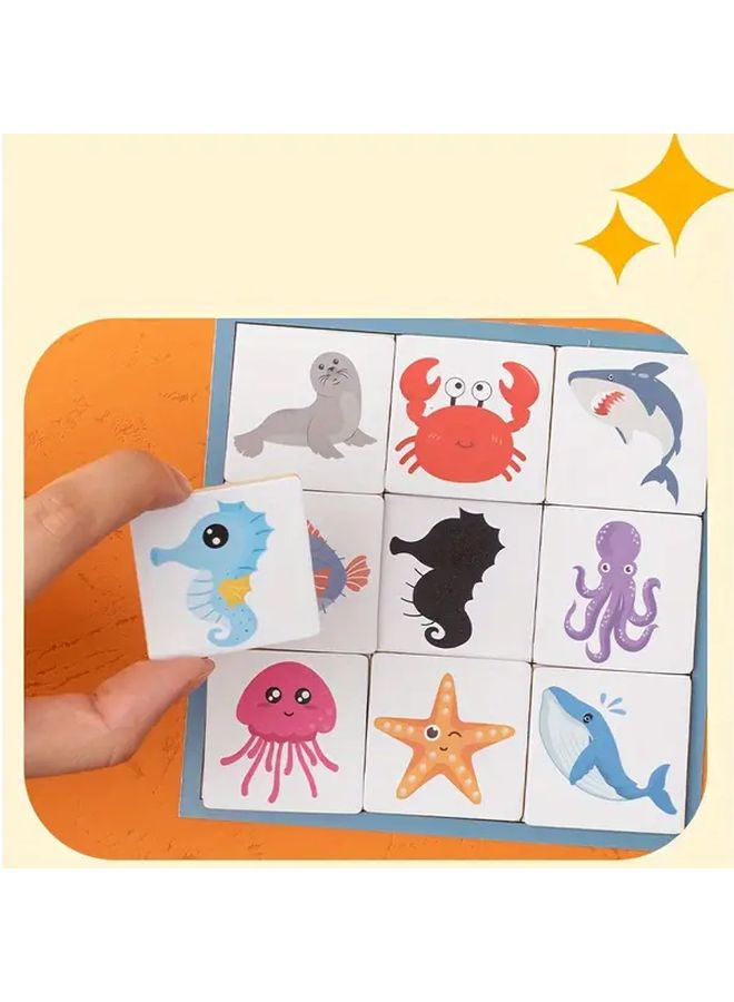Shadow Matching Wooden Toy 48 Laminated Cards Animals Plants Black White Colorful Early Learning Fine Motor Skills - Image 4