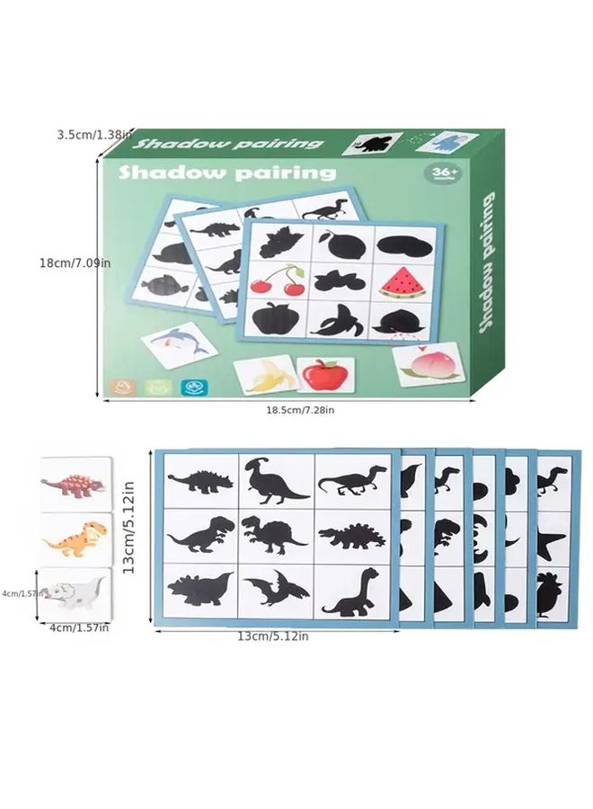 Shadow Matching Wooden Toy 48 Laminated Cards Animals Plants Black White Colorful Early Learning Fine Motor Skills - Image 2