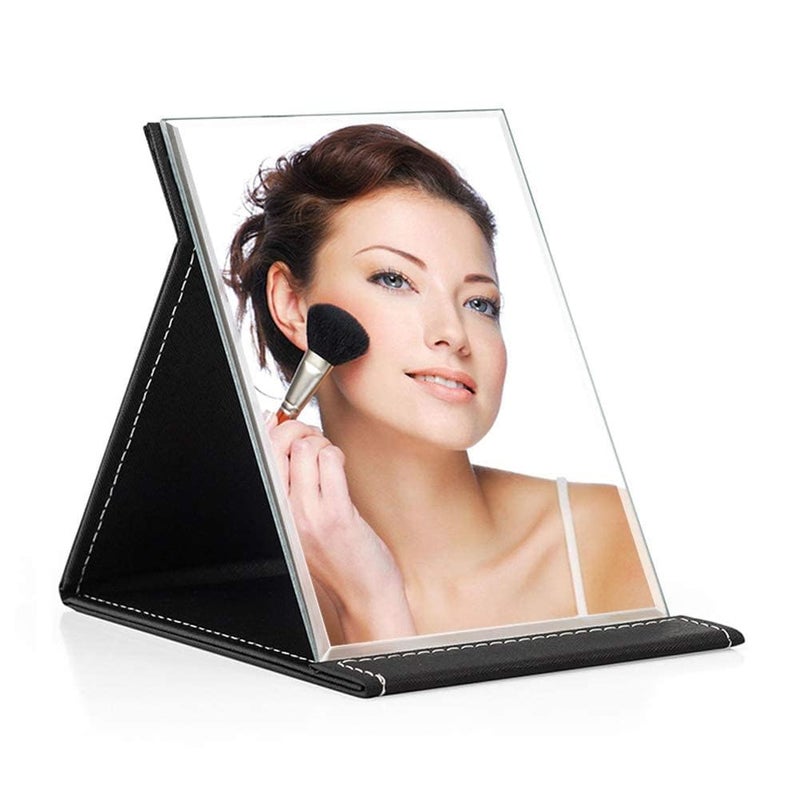 Eletree Portable Folding Makeup MirrorFrameless Pu Leather Vanity Mirror with StandTabletop Adjustable Creative Sturdy Fashion MirrorRectangle Cosmetic Makeup Mirror Black 2 - Image 3