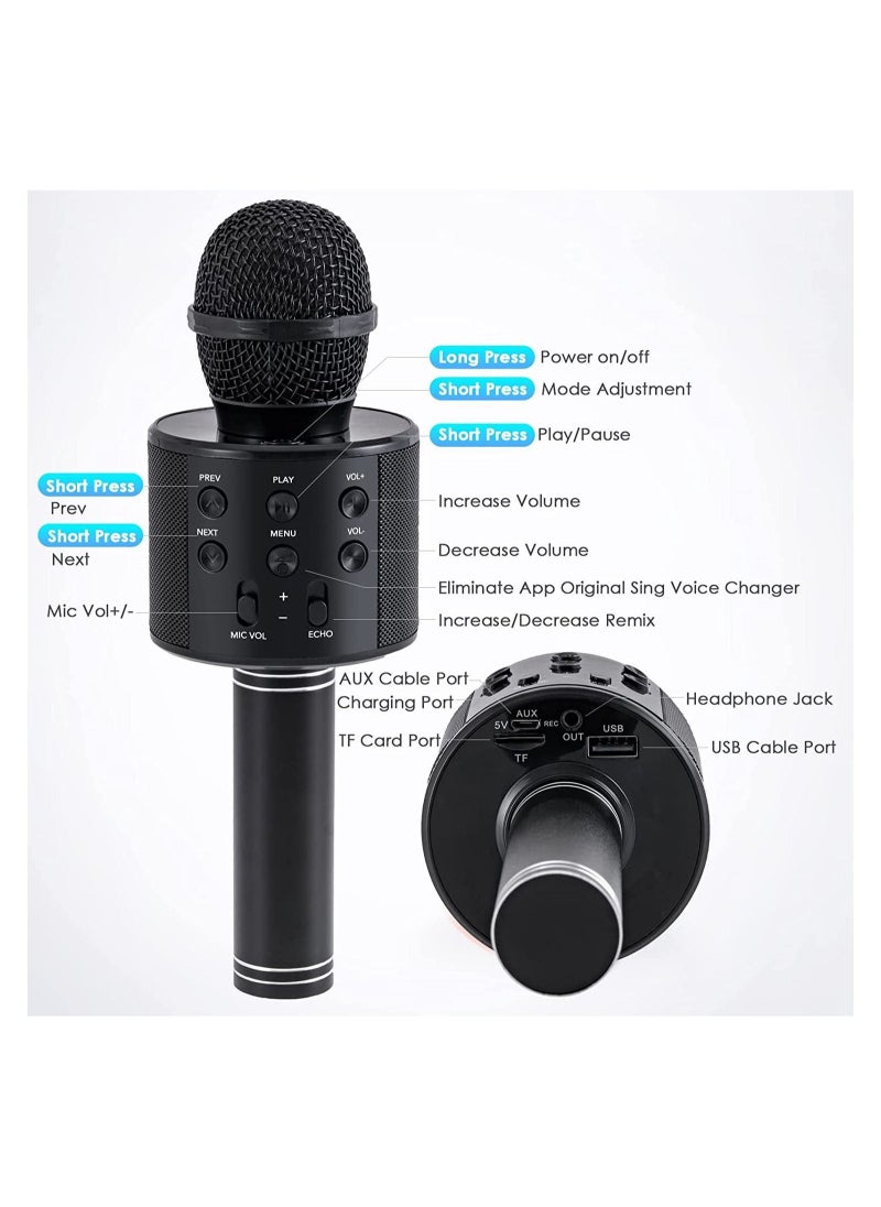 Generic Wireless Bluetooth Karaoke Microphone for Kids, 3-in-1 Portable Handheld Singing Karaoke Mic Speaker Machine, Fun Toys for 4-15 Year Old Boys Girls Home Party Birthday, Black  - Image 2