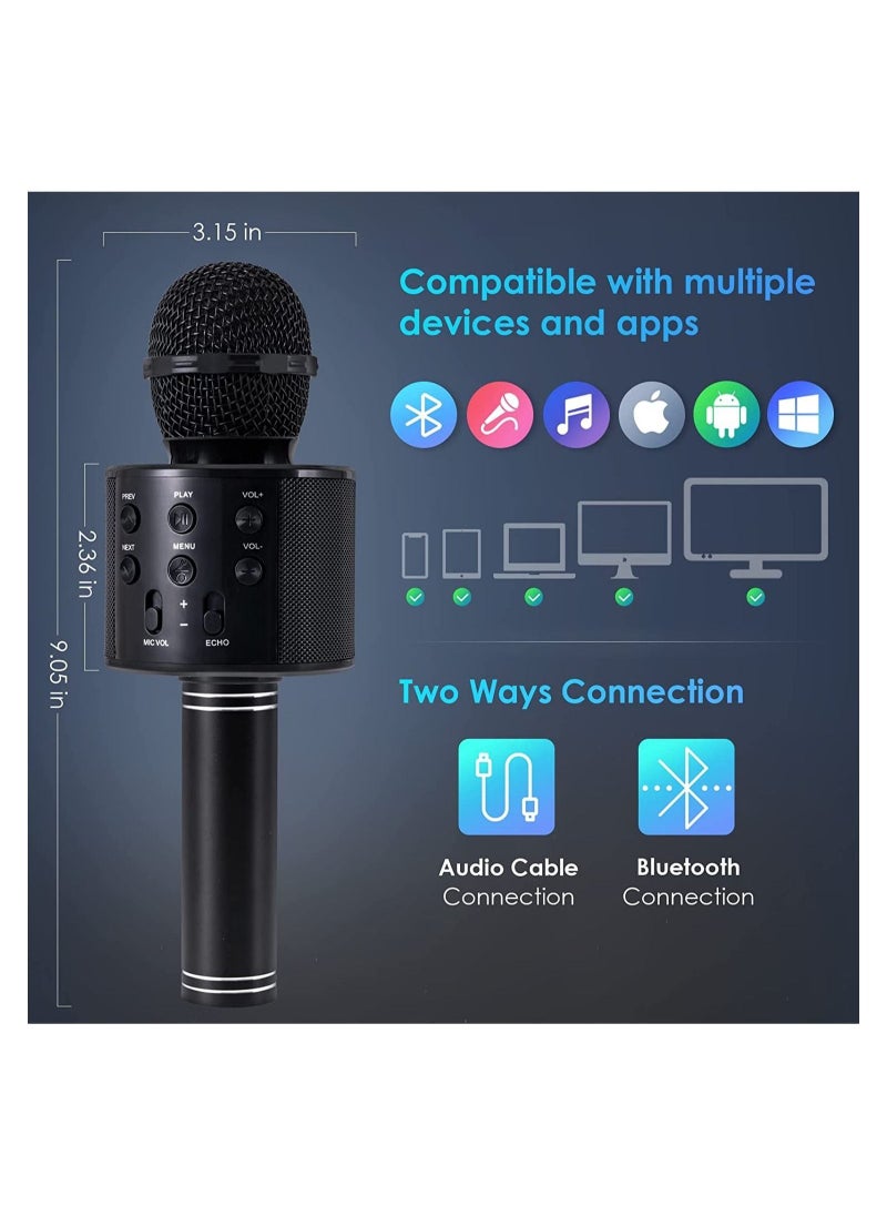 Generic Wireless Bluetooth Karaoke Microphone for Kids, 3-in-1 Portable Handheld Singing Karaoke Mic Speaker Machine, Fun Toys for 4-15 Year Old Boys Girls Home Party Birthday, Black  - Image 3
