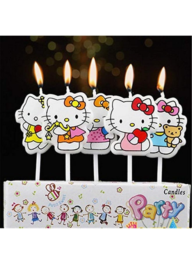Funcart Funcart Hello Kitty Cake Topper Candle(5pcs/Pack), Kitten Birthday Candle, Birthday Candle Baking Dessert Cake Party Cute Kitty Cake Decoration Birthday Cake Top Decoration Cupcake Decoration  - Image 2