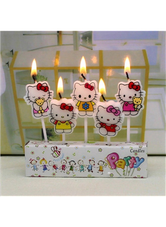 Funcart Funcart Hello Kitty Cake Topper Candle(5pcs/Pack), Kitten Birthday Candle, Birthday Candle Baking Dessert Cake Party Cute Kitty Cake Decoration Birthday Cake Top Decoration Cupcake Decoration  - Image 4