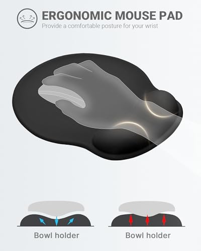 Laborio Ergonomic Mouse Pad with Wrist Rest, Large Mousepad(10.6'' x 9''), Wrist Support Mouse Mat with Non-Slip Base, Pain Relief for Laptop & Computer (Black) - Image 2