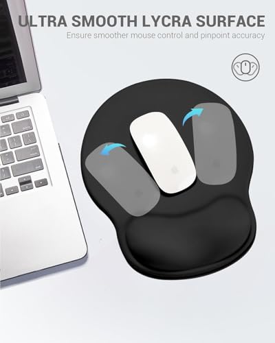 Laborio Ergonomic Mouse Pad with Wrist Rest, Large Mousepad(10.6'' x 9''), Wrist Support Mouse Mat with Non-Slip Base, Pain Relief for Laptop & Computer (Black) - Image 5