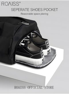 roaiss Large Duffel Bag Gym Bag Travel Luggage Independent shoe Compartment Dry and Wet Separation Foldable Storage Bag Pouch Tote Bag Waterproof Clothing Storage Folding Bag  - Image 2