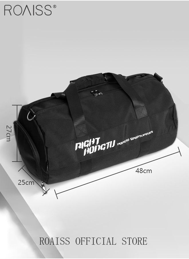 roaiss Large Duffel Bag Gym Bag Travel Luggage Independent shoe Compartment Dry and Wet Separation Foldable Storage Bag Pouch Tote Bag Waterproof Clothing Storage Folding Bag  - Image 5