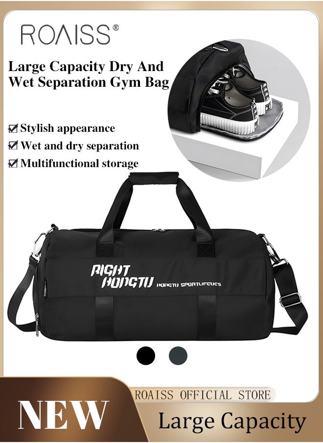 roaiss Large Duffel Bag Gym Bag Travel Luggage Independent shoe Compartment Dry and Wet Separation Foldable Storage Bag Pouch Tote Bag Waterproof Clothing Storage Folding Bag  - Image 1