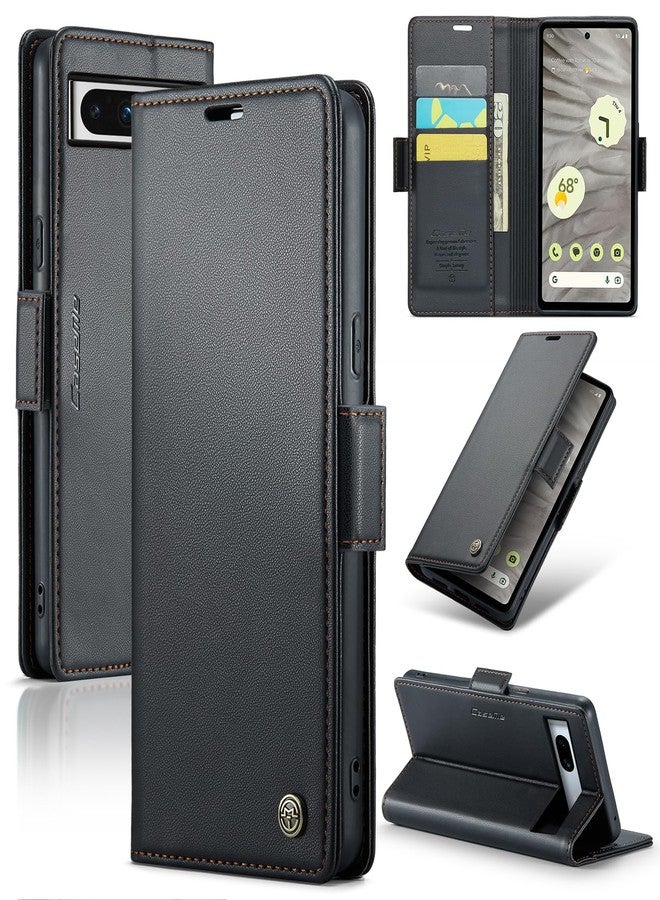 غطاء ريرزويرو لهاتف جوجل بيكسل 7A، جراب محفظة [حجب RFID]، جراب محفظة فاخر من جلد البولي يوريثان، جراب قابل للطي مع فتحة لحامل البطاقات، جراب قابل للطي لهاتف جوجل بيكسل 7A، أسود - Image 1