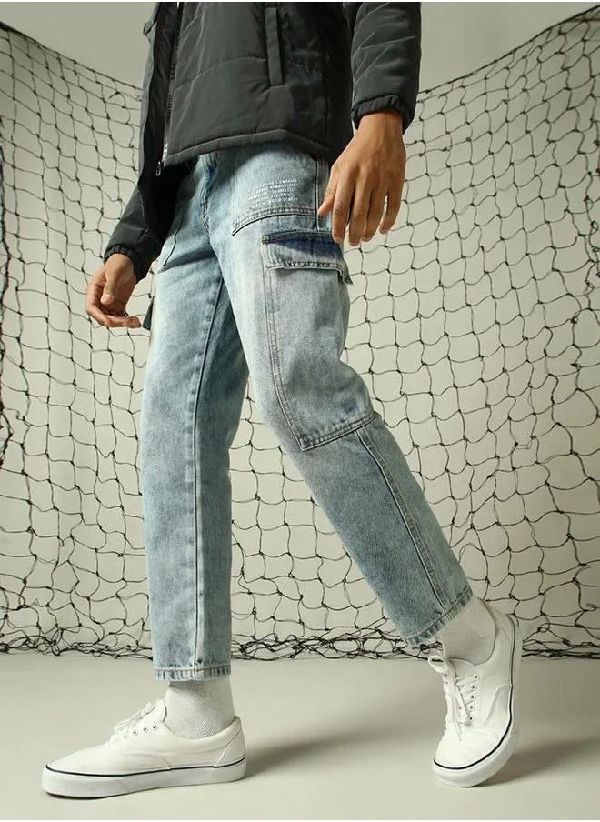 هوبرهولمي Mid Rise Regular Fit Faded Jeans with Pockets by Styli