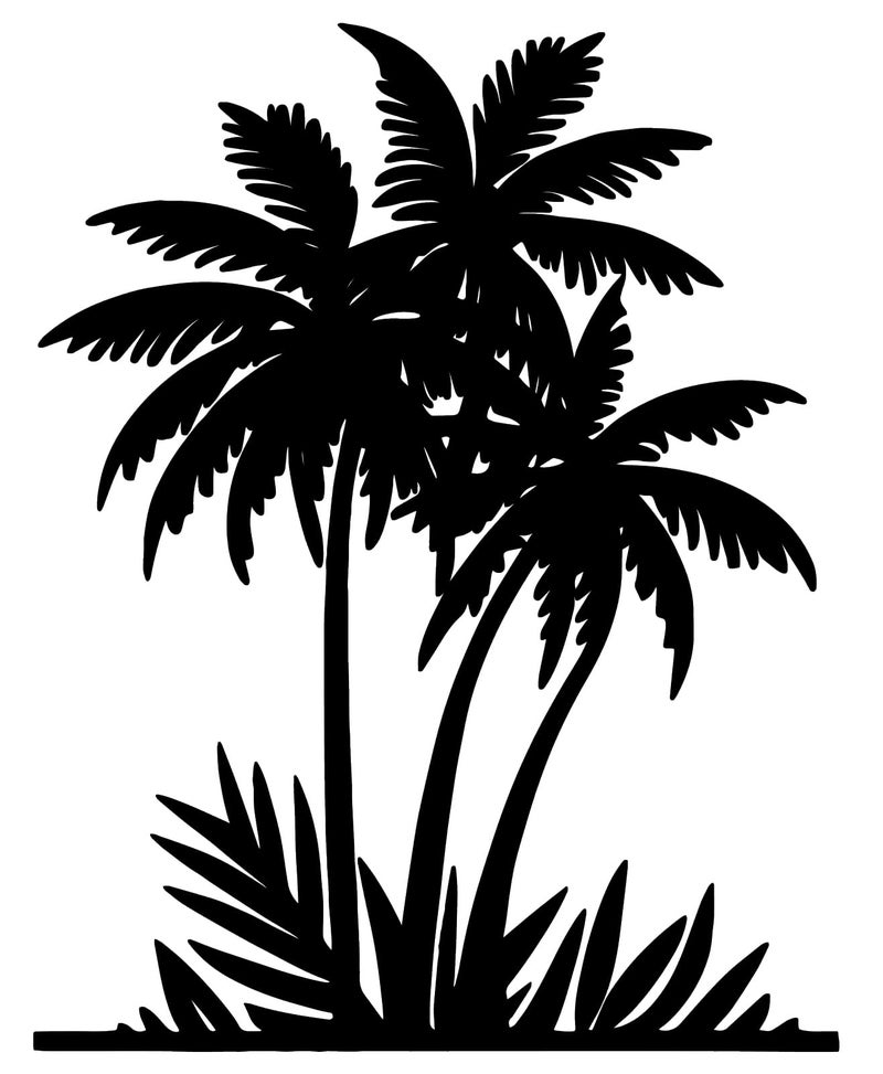 Benziso Metal Palm Tree Wall Art Tropical plants Wall Decor Beach Theme Wall Sculptures Coastal Wall Hanging for Bathroom Living Room Indoor Outdoor (Black) - Image 1
