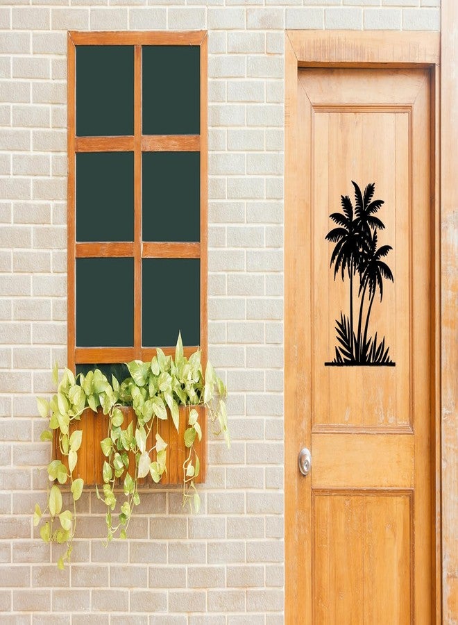Benziso Metal Palm Tree Wall Art Tropical plants Wall Decor Beach Theme Wall Sculptures Coastal Wall Hanging for Bathroom Living Room Indoor Outdoor (Black) - Image 4