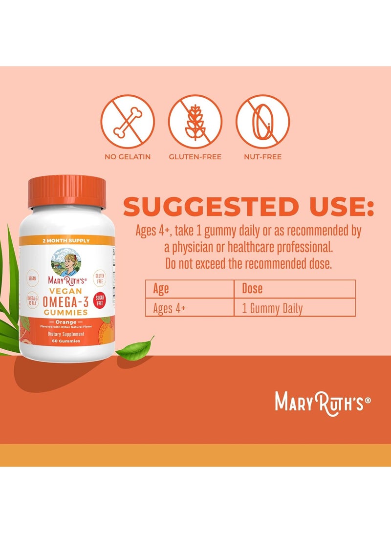 MaryRuth's, Vegan Omega-3 Gummies, Natural Orange, 60 Gummies - Image 5