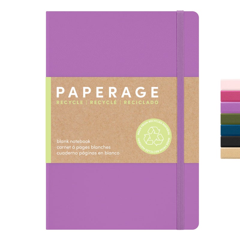 PAPERAGE Recycled Blank Journal Notebook, (Lilac), 160 Pages, Medium 5.6 in x 8 in - 100 GSM Thick Paper â€“ Hardcover Journaling Notebook for Work, School, Note Taking or Sketching - Image 1