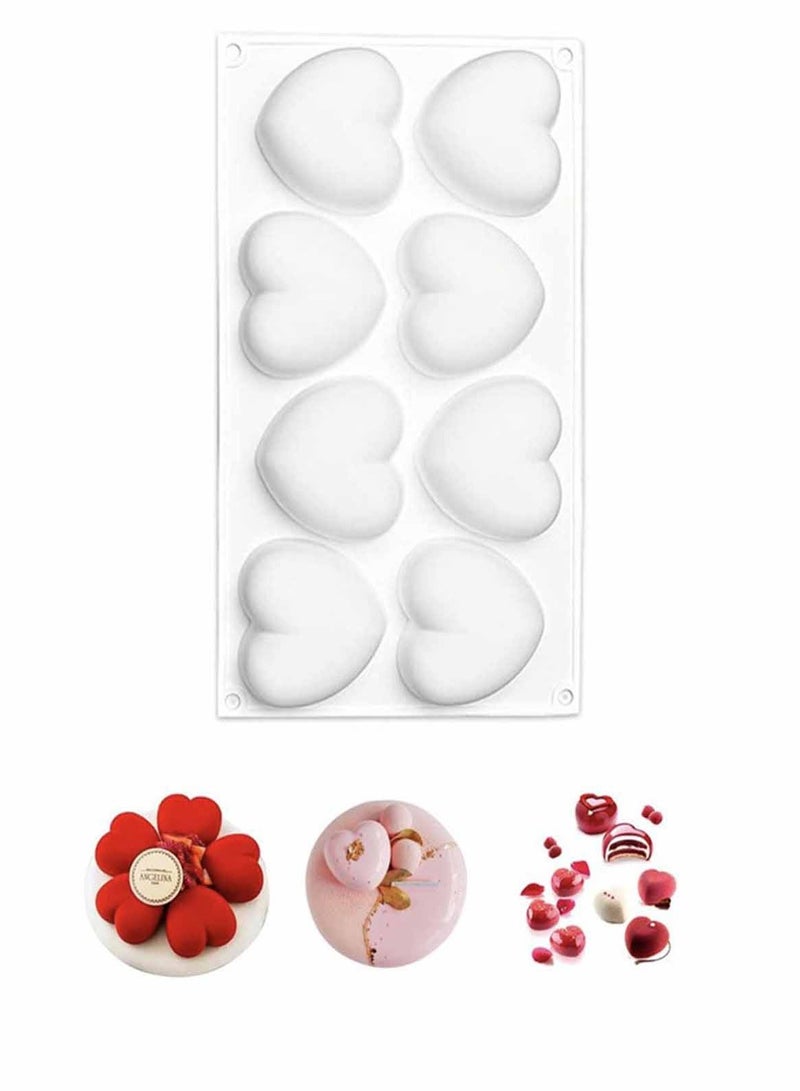 8 قوالب حلوى على شكل قلب على شكل قلب قوالب حلوى سيليكون قالب صابون شوكولاتة سيليكون قالب مكعبات الثلج لعيد الحب ذكرى الزواج - Image 1