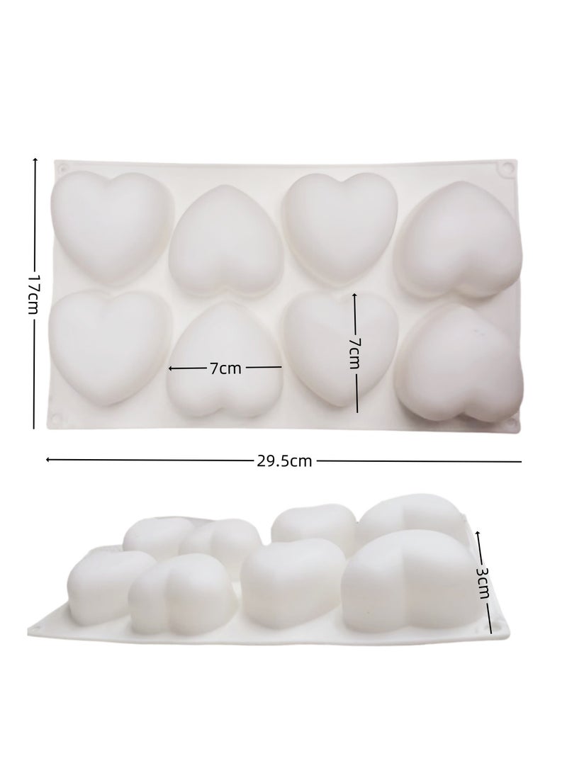 8 قوالب حلوى على شكل قلب على شكل قلب قوالب حلوى سيليكون قالب صابون شوكولاتة سيليكون قالب مكعبات الثلج لعيد الحب ذكرى الزواج - Image 5