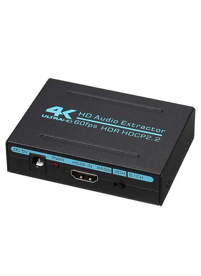 Generic - HD2.0 Audio Extractor Maximum Support 4K Input Resolution HD+Optical Fiber+RCA Output Interfaces Lossless Audio Signal Black - Image 1