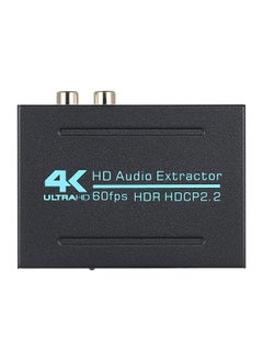 HD2.0 Audio Extractor Maximum Support 4K Input Resolution HD+Optical Fiber+RCA Output Interfaces Lossless Audio Signal Black