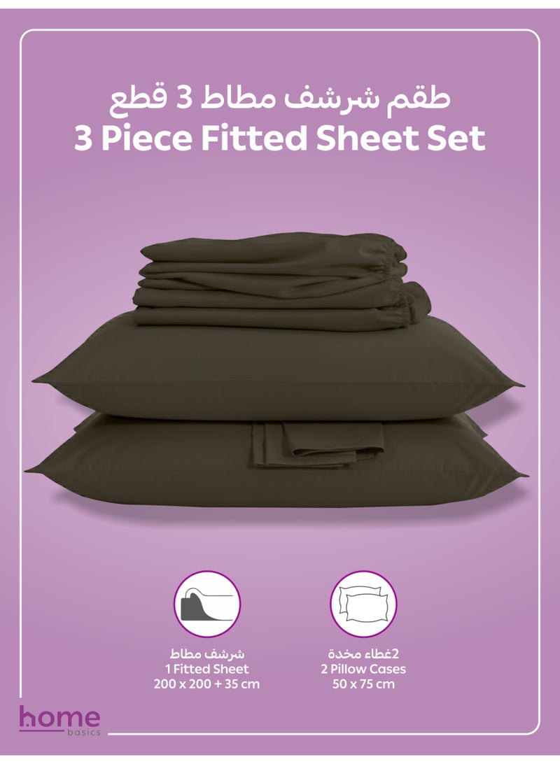 Donetella Bedding Fitted Sheet - Fits 200x200 Cm For Super King Bed - 3 Pcs (1 Fitted Sheet and 2 Pillowcases) - 35 Cm Deep Pocket - Solid Bed Sheet - Image 4