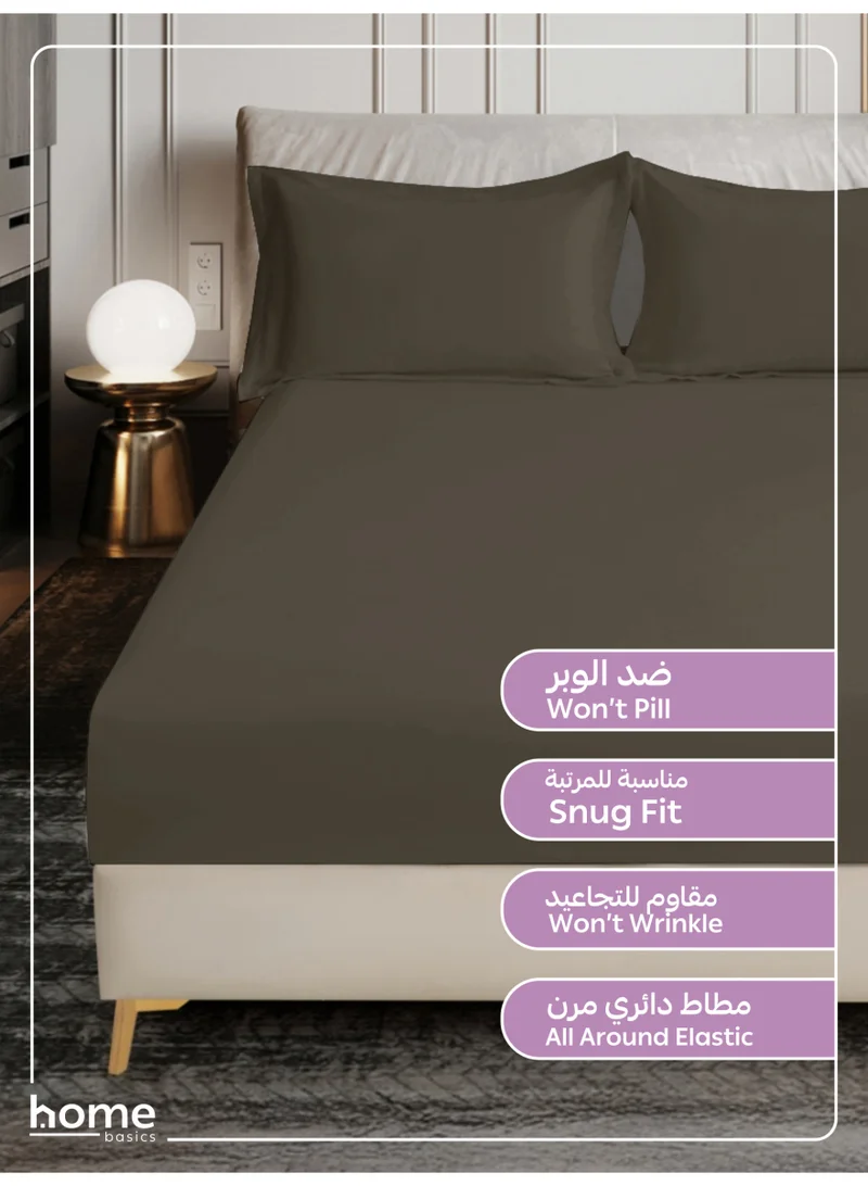 Donetella Bedding Fitted Sheet - Fits 200x200 Cm For Super King Bed - 3 Pcs (1 Fitted Sheet and 2 Pillowcases) - 35 Cm Deep Pocket - Solid Bed Sheet