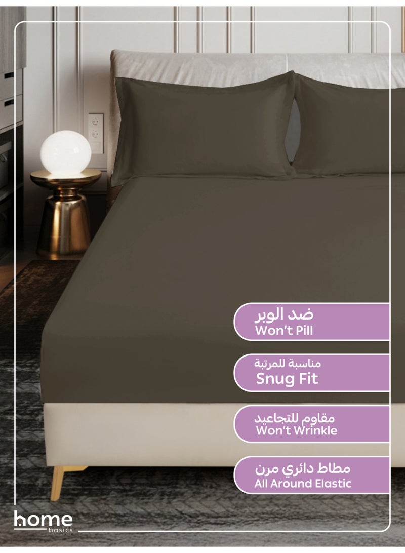 Donetella Bedding Fitted Sheet - Fits 200x200 Cm For Super King Bed - 3 Pcs (1 Fitted Sheet and 2 Pillowcases) - 35 Cm Deep Pocket - Solid Bed Sheet - Image 2