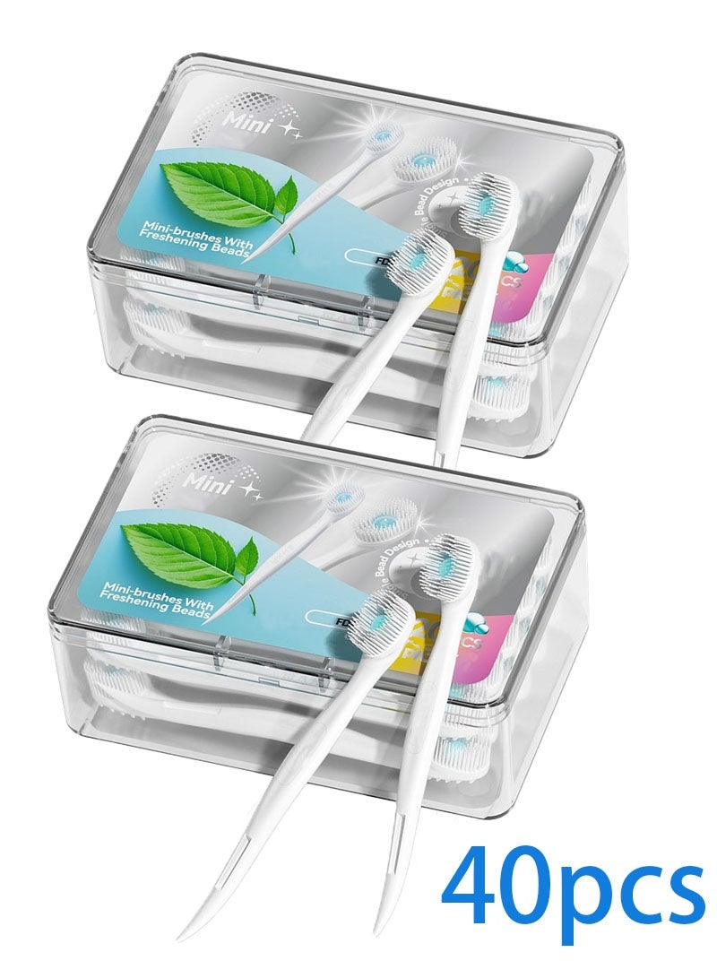 40 Pcs Mint Disposable Toothbrushes with Toothpaste and Pick for Work or Travel, Mini Travel Toothbrushes - Image 1