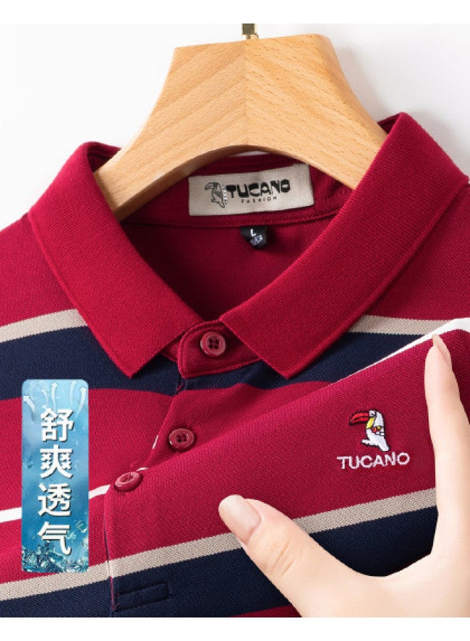Tucano men's Summer Short Sleeve Striped Polo Shirt - Versatile Casual Style - Image 1