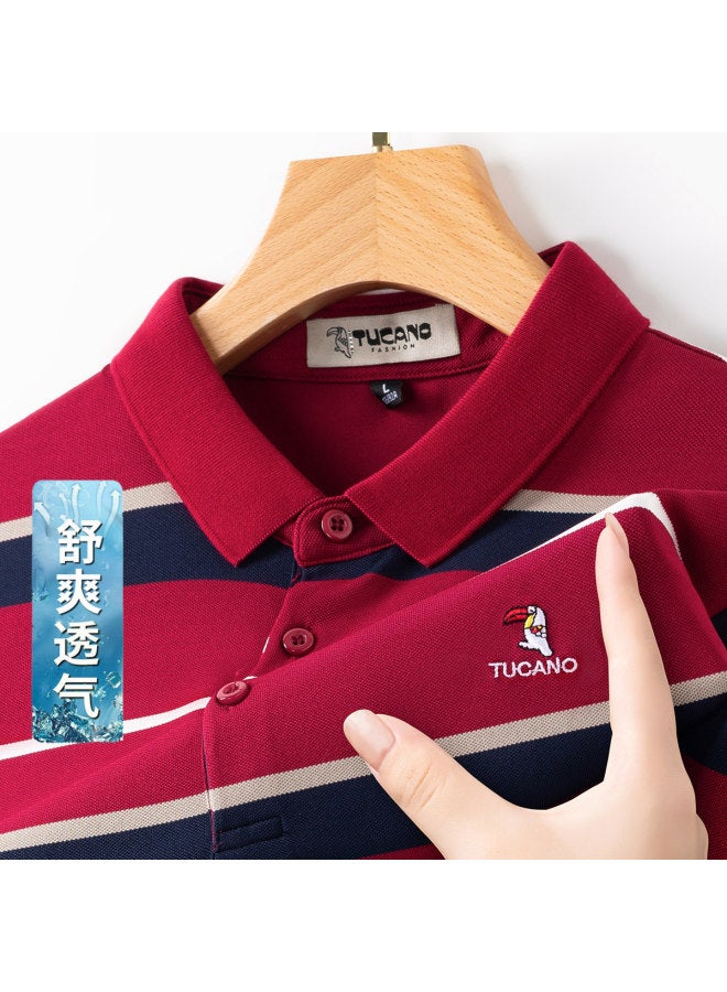Tucano men's Summer Short Sleeve Striped Polo Shirt - Versatile Casual Style - Image 2