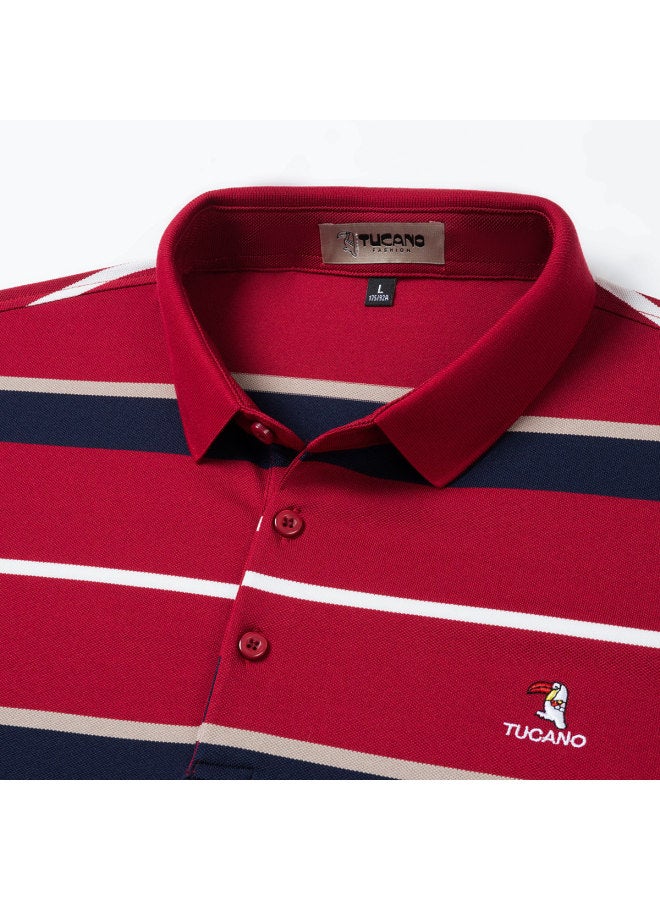 Tucano men's Summer Short Sleeve Striped Polo Shirt - Versatile Casual Style - Image 3