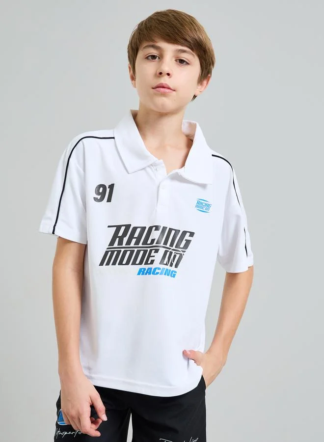 ستايلي Teen Boys Racing Print Polo T-Shirt and Shorts Set