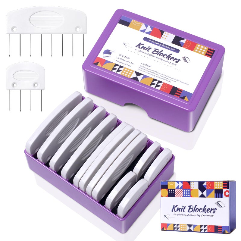 Opstin 20Pcs Knit Blocking Pins Kit, Knit Blockers Pins Kit, Knit Blocking Combs, Blocking Pins for Knitting & Crochet Projects, Knit Blocking Pins for Blocking Mats, Crochet Blocking Pins - Image 1