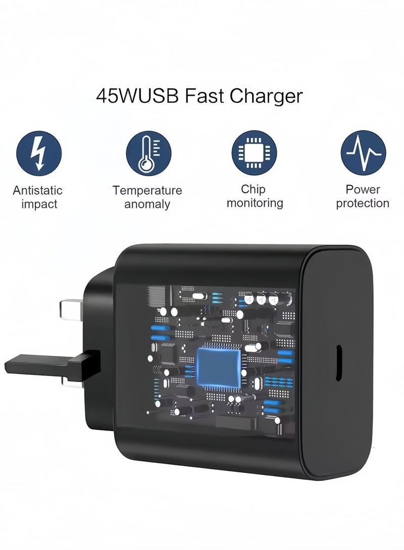 45W USB C Super Fast Charging Charger,Compatible with S24 S23 S22 S21S20 Ultra,S24 S23 S22 S21,A53,A54,A 55,Type C Power Adapter - Image 3