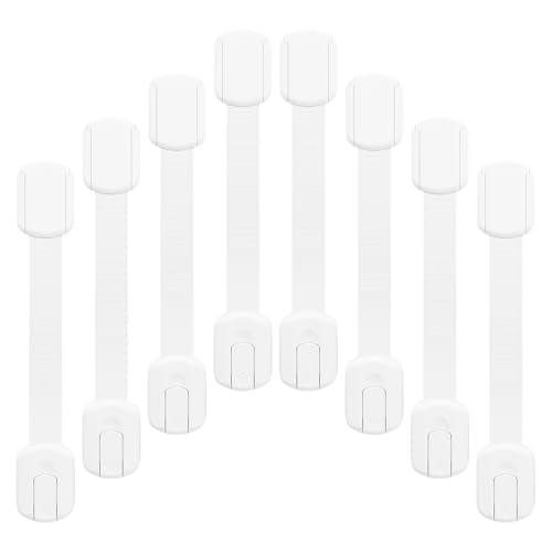 LKbeuuu 8-pack Child Safety Cabinet Locks, Child-proof Cabinet Locks with 3M Adhesive, No Drilling Required, Multipurpose Baby-proof Cabinet Locks For Drawers, Fridge, Cabinets, Toilet Seat and More - Image 1