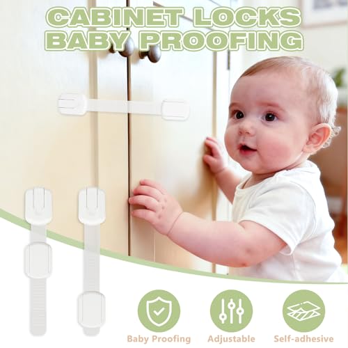 LKbeuuu 8-pack Child Safety Cabinet Locks, Child-proof Cabinet Locks with 3M Adhesive, No Drilling Required, Multipurpose Baby-proof Cabinet Locks For Drawers, Fridge, Cabinets, Toilet Seat and More - Image 2