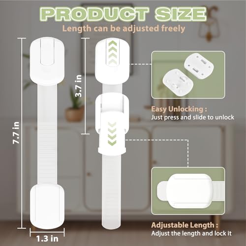 LKbeuuu 8-pack Child Safety Cabinet Locks, Child-proof Cabinet Locks with 3M Adhesive, No Drilling Required, Multipurpose Baby-proof Cabinet Locks For Drawers, Fridge, Cabinets, Toilet Seat and More - Image 3