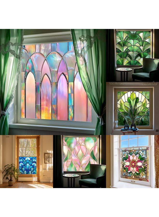 Bluejw BL301-330 Cross Border Colorful Square Electrostatic Glass Sticker Home Decorative Stained Glass Window Glass - Image 2